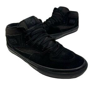 VANS Half Cab Pro Shoes Mens Size 11.5 Black White Suede Skateboarder 721454